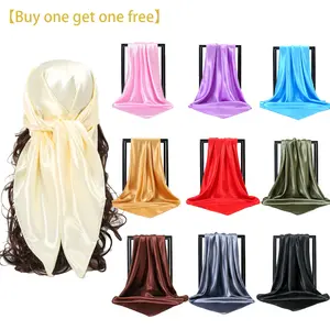 【Buy one get one free】35 Inch Silky Head Scarf 2 Pcs Large Square Neck Scarf Sleeping Hair Wrapping Satin Scarf for Women