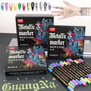 Double-Ended Metal Paint Markers Set, 12 Colors/24 Colors, Strong Coverage, Vibrant Long-Lasting Colors, Soft Flat Tip, Ideal for DIY Crafts