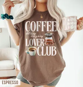 Vintage Coffee Club Comfort Colors T-Shirt, Retro Coffee Shirt, Trendy Iced Coffee Graphic Tee, Thrifted Preppy Espresso Tshirt