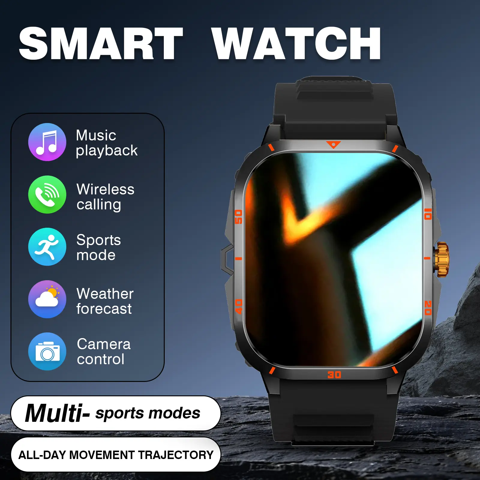 The Latest Smartwatch Features A Full Touchscreen, Supports Wireless Calls and Text Messages, and Offers Various Functions Such As A Fitness Tracker, Alarm Clock, Calculator, Calendar, and Weather Updates. It Is Compatible with Both Android and IPhone.