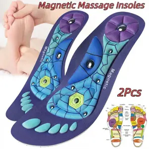 2PCS/1 Pair of Magnetic Acupoint Massage Insoles - Ergonomic Arch Support, Soft And Elastic EVA Material, Can Be Cut, Suitable for Men And Women, Daily And Sports Use, Providing Comfortable Foot Care | Breathable Non-Slip Insoles | Durable Insoles