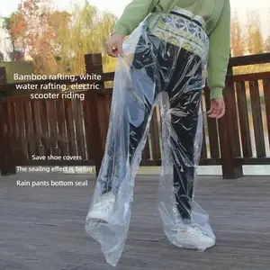 3 PCS Waterproof thickened full-foot disposable rain pants, unisex outdoor portable long sealed-leg rainproof shoe covers