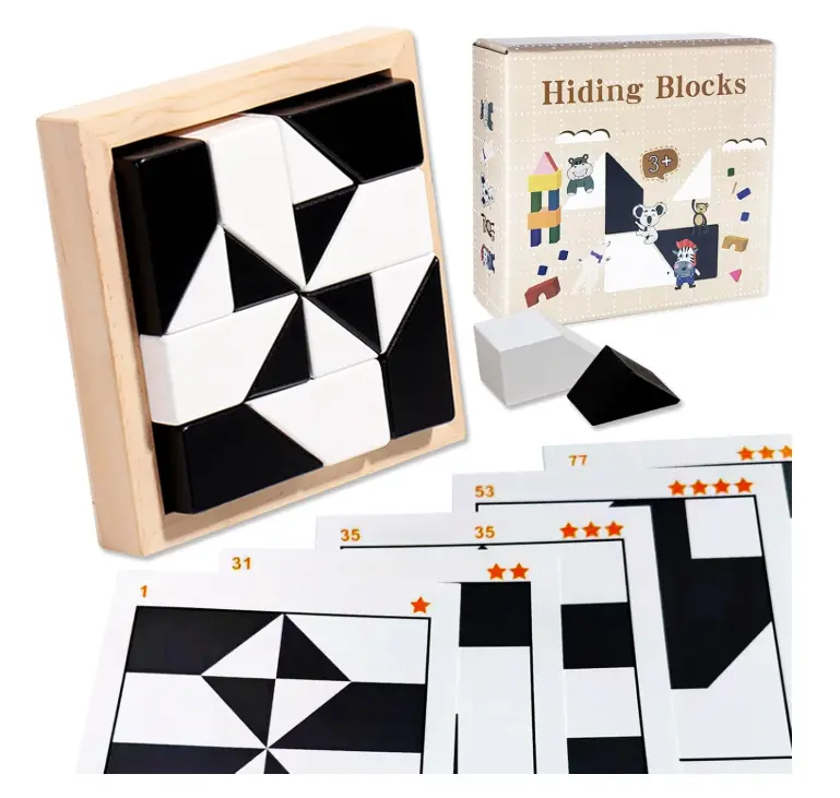 Montessori Block Puzzle for Kids Ages 3-12 | 3D Plastic Cube Geometric Pattern Jigsaw Toy with Storage Case | STEM Educational Brain Teaser Games, Safe Material Travel Toy & Perfect Birthday Gift