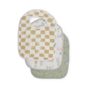 Cotton Muslin Classic Bib 3 Pack - Adobe Checker