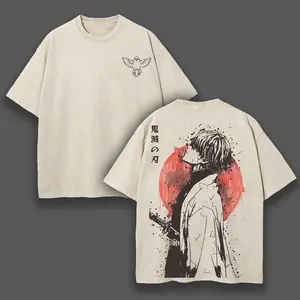 Retro Vintage Limited Zenitsu Agatsuma Demon Slayer Anime Double Printed Washed Tee Unisex Oversize Anime Manga Washed Lightweight Cotton T-Shirt Gift For Anime Fan Casual Style