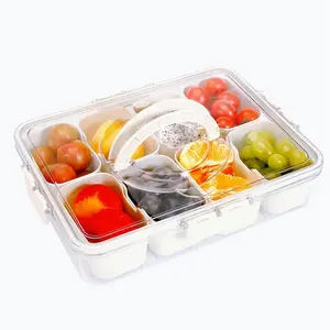 Snackle Box Charcuterie Tray with Lid and Handle - Clear Organizer for Candy, Fruits, Nuts, Snacks - Ideal for Parties and Entertaining - Kitchen