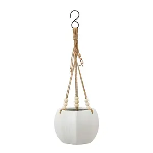 White，8" Ceramic Hanging Planter