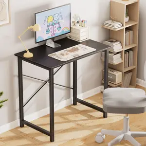 32/40" Computer Desk, Modern desk for small spaces, Affordable Desk for Bedroom, Dorm Essentials, Study, Writing, Black, white, rustic brown