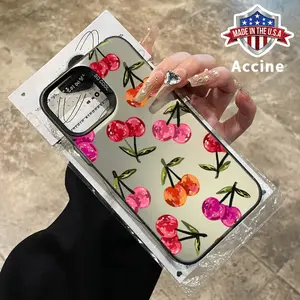 Oil on Cherry Case for iPhone 16 E 15 14 Pro Max 13 12 11 XR XS Plus Shockproof Non Slip Protectiove slim Cover