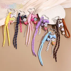 Dopamine Color Hand Woven Lanyard, Sweet Stylish Braided Rope, Versatile Bag Strap Key Chain Decorative Hanging Rope