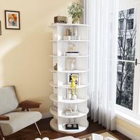 White+PVC+7 Tier Rotating Shoe Rack Towe