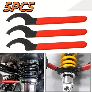 5pcs Crescent hook wrench set, special maintenance tool for car shock absorption adjustment and water meter cover, car and motorcycle repair wrench tool, all-purpose hand tool, multi-specification universal type, with anti-slip handle