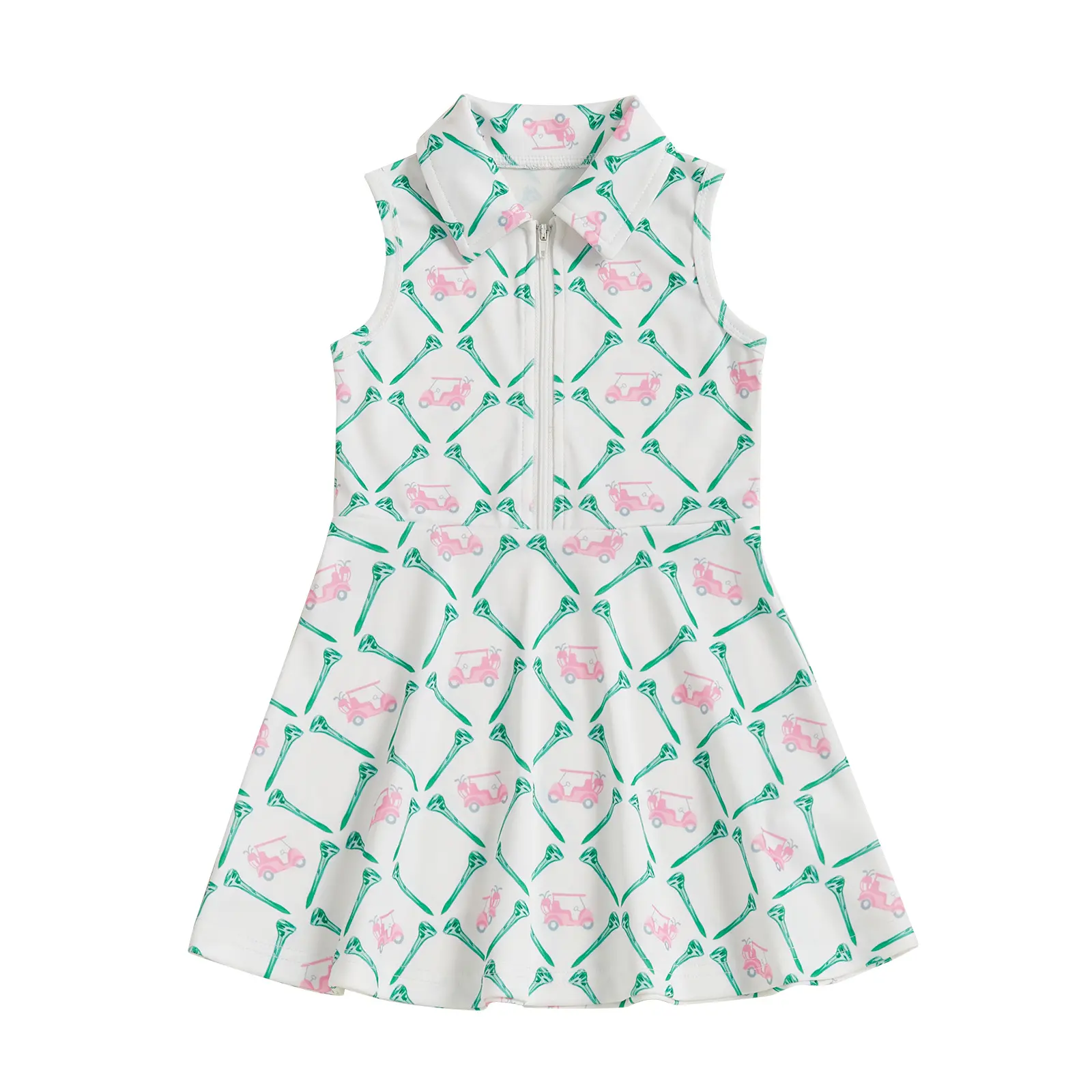 girls green athletic dress GSD1835 Mallard Ducks Green Sports Sleeveless Yoga Girls Dress 8-9T main image 0