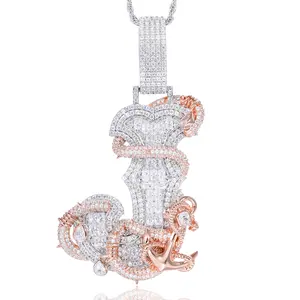 UCCIYO Iced Anchor Letter Pendant 【#CMP424】Lab-Created Moissanite Pendant Copper Moissanite Pendant Necklace for Women Men Hip Hop Jewelry Gift