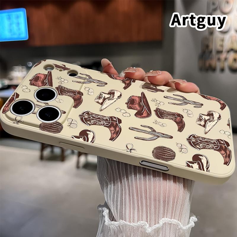Compatible with  iPhone 17 Pro Max 16 Plus 15 14 13 12 11 Air XR E Soft Case Western Cowboy Elements Full Coverage Camera Protection Lightweight Softcase for Girl