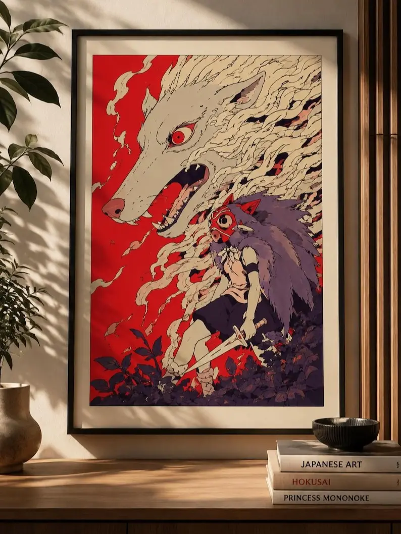 [No Framed] Princess Mononoke Poster, Studio Ghibli Wall Art, Anime Print, Miyazaki Decor, Japanese Anime Poster, Gift for Ghibli Fans