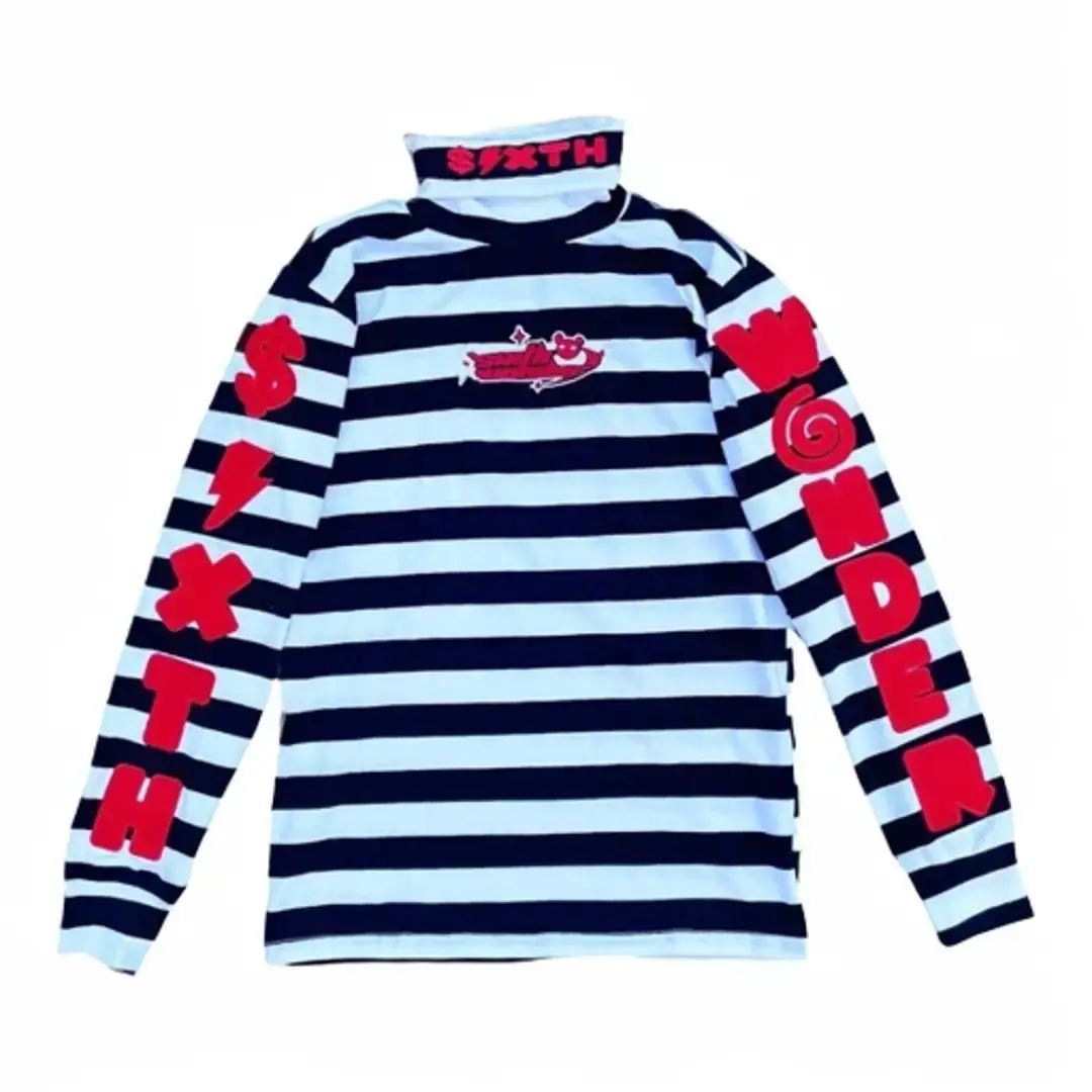 Black and white striped turtle neck Unisex