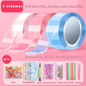 DIY 40-Piece Nano Bubble Tape Kit with Balloon Inflator, Dual-Sided Adhesive Plastic Bubble Tape, Party Gifts & Novelty Toys