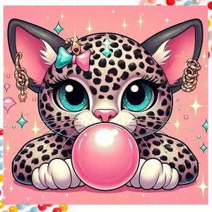 1 DIY Diamond Painting Kit, 5D Diamond Art Set, DIY Decoration, Leopard Print Cat Diamond Painting Kit Full Round Drills, Mosaic, Diamond Art, DIY Art Home Decor, Suitable for Christmas