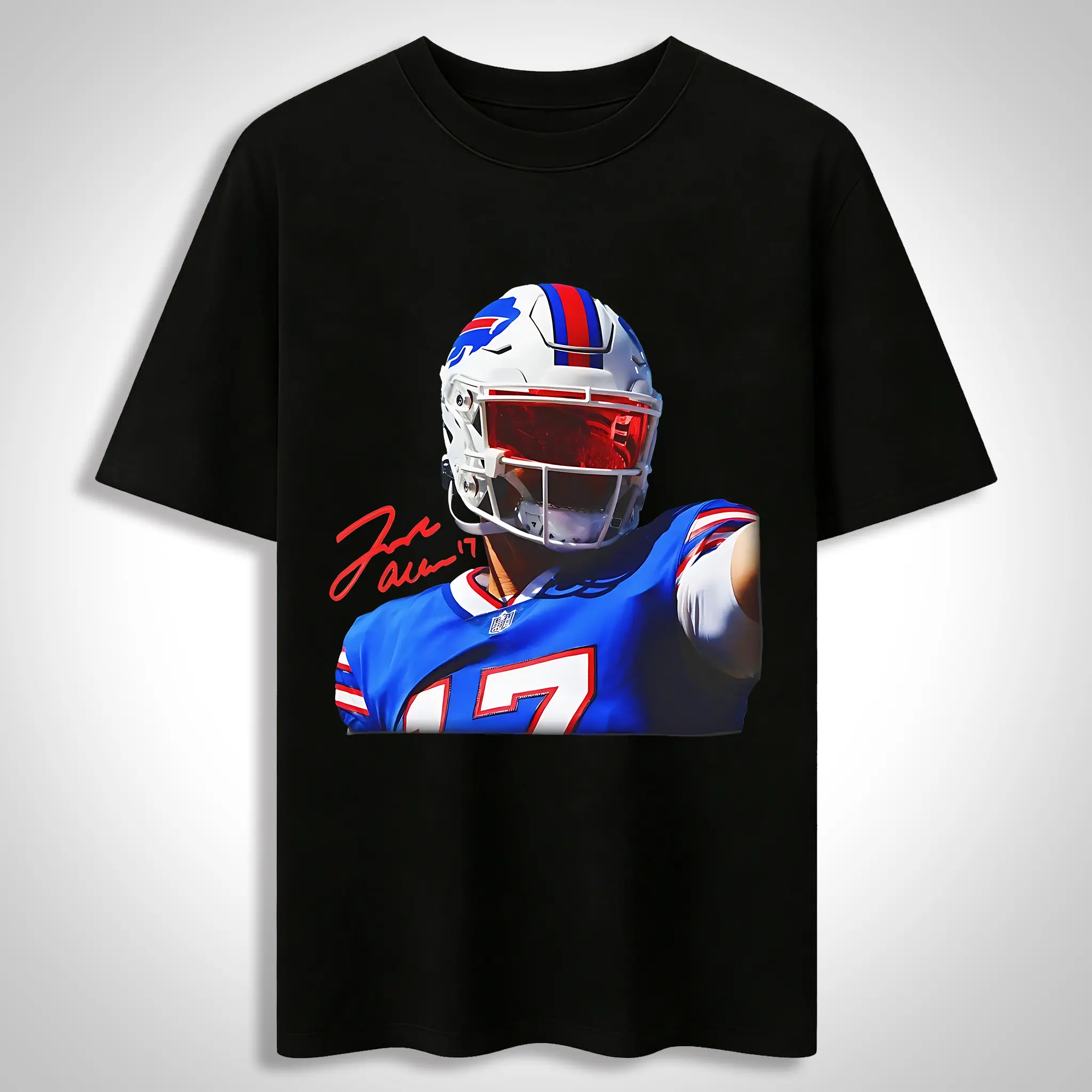 Josh Allen 17 Buffalo Bills Football Graphic Tee 100% Cotton Vintage Style Game Day T-Shirt Unisex Casual Crewneck Sports Top