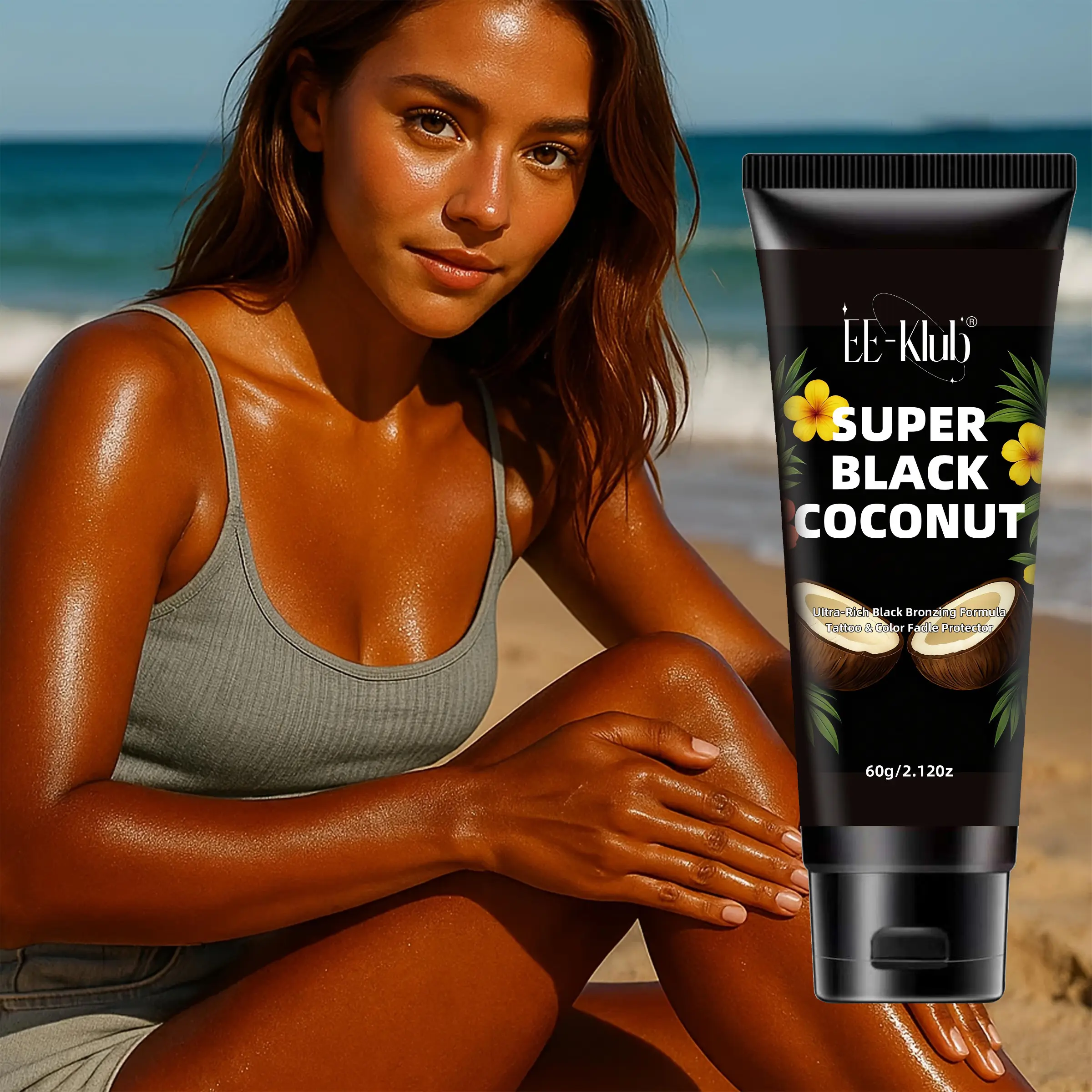 Coconut Oil & Aloe Vera Quick Tan Lotion, Hypoallergenic Formula, Suitable for All Light Skin Tones, No Preservatives, Instantly Brightens Skin, Self Tanner Lotion, Dark Tanning Lotion, Body Tanning Lotions