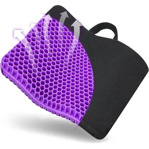Thick-Layer Double-Layer Hexagonal Honeycomb Gel Cushion with Non-Slip Zipper Cover for Office, Car Use