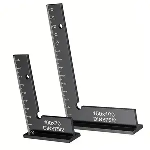 2 Pieces 150 X 100 Cm and 100 X 70 Cm Aluminum Right Angle Ruler with Base and Blade, Precision Measuring Tool for DIY Projects