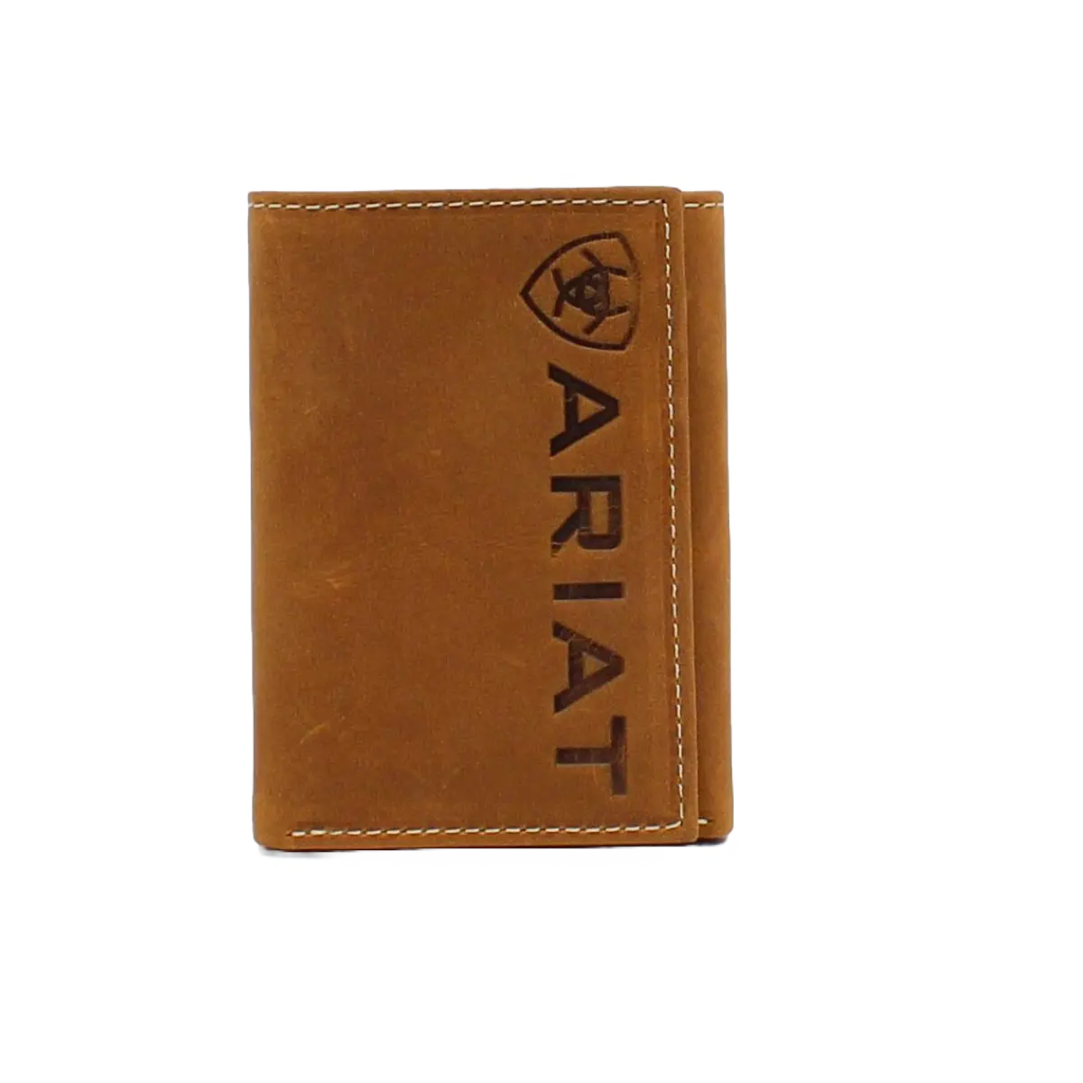 Ariat Men's Medium Brown Vertical Logo Trifold Wallet A3545344