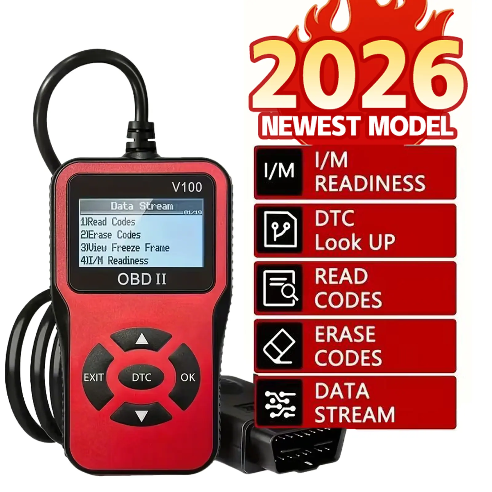 Compact OBD2 Automotive Diagnostic Scanner - DTC Engine Fault Code Reader with Live Data, Code Lookup, Easy Operation, Ergonomic Button Layout, Coolant Temperature Monitoring for 1996+ OBD II Protocol Cars, DIY Mechanics