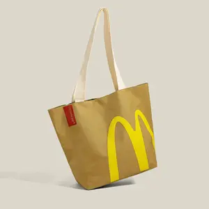 McDonald's Pattern Tote Bag, Large Capacity Reusable Grocery Shopping Bag,Pattern Canvas Tote Bags Casual Large Capacity Tote Bag, Lightweight Shopping Bag