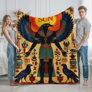Ancient Egyptian Themed Hawk and Hieroglyphics Print Blanket for Home and Office Use Perfect for History Enthusiasts and Art Lovers Ideal Gift for Thanksgiving Christmas and New Year Holidays Cozy Throw for Living Room and Bedroom Decoration