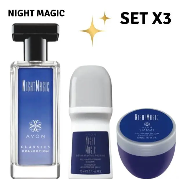 Avon Night Magic Set x3 – Perfume, Deodorant & Body Cream | Elegant Musk & Floral Scent