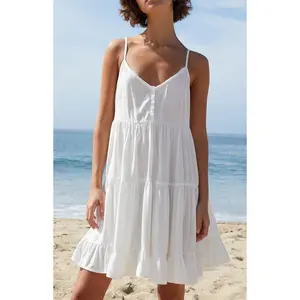 John Galt Women's White Tiered Mini Dress