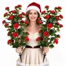 Decorative 2-Piece 35" Faux Camellia Tree & Shrub Set, Weather-Resistant Fading-Free Faux Floral Arrangements, Indoor/Outdoor Plants, Boxed Home Decor, Wardrobe/Garage Accent, Housewarming Gift