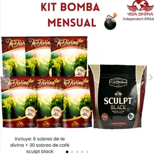 Kit Bomba Mensual= Te Divina +Sculp Black Coffe ( A Month Supplement)