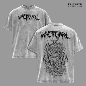 Whitechapel Deathcore Band Vintage Tee, Gothic Skeleton Graphic Back Print T-Shirt, Heavy Metal Streetwear Washed Cotton Shirt, Oversized Unisex Dark Aesthetic Rock Merch Tee HG9