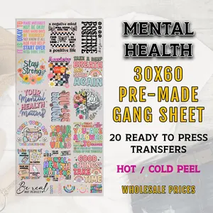 Mental Health Gang Sheet, Mental Health DTF Transfers, Mental Health Awareness DTF Transfer Ready For Press, Premade Gang Sheet, Dtf Prints