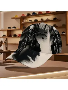 Baseball hat with skull biker design perfect for casual wear and daily outfits comfortable fit suitable for all seasons fashion statement