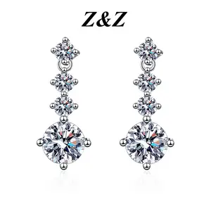 Dangle Moissanite Earrings for Women, Moissanite 1CT Long Drop Earrings, Wedding Earrings for Brides Bridesmaid Jewelry Gifts unisex moissanite