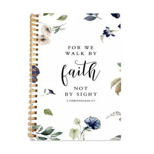 Floral Pattern Spiral Notebook, 1 Count Bible Scripture Spiral Notebook Journal, Christian Lined Hardcover Spiral Notebook, Christian Gifts
