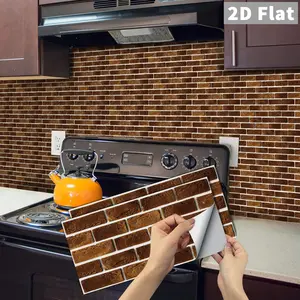 Peel and Stick Brown Subway Tile Stickers, Decorative Stickers, DIY Waterproof Oil-Proof Backsplash for Kitchen Bathroom, 6/12/24/48 PCS