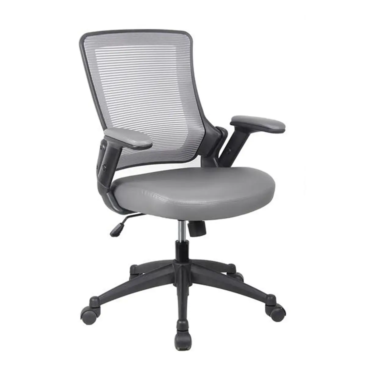 212 MAIN Mid-Back Mesh Task Office Chair - Comfortable, Rotating, Swivel, Wheel-Based Desk Chair with 19-23.5 in. Height-Adjustable Arms, Gray Mesh Backrest, Comfortable Desk Chairs, Rotating Desk Chairs