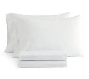 Martha Stewart Dottie Stripe White/Green CottonFull Sheet Set