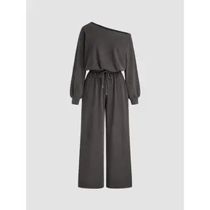 Cider Asymmetrical Neck Drawstring Oversized Jumpsuit