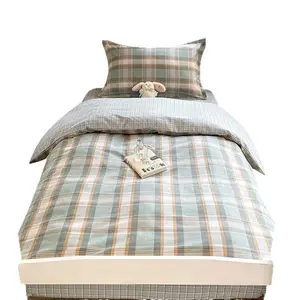 Pure Cotton Twill Weave Bedding Set - 1.2m, Pastoral Prints, Breathable Fabric, Student Dorm Bunk Bed Use, Includes Quilt Cover & Quilt (3-Piece or 6-Piece Options)