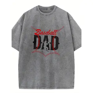 Home Delivery, Trendy Relaxed-Fit Tee, Made of Washed, in Black, Featuring a Baseball Dad Design, Perfect for Everyday Casual Wear
