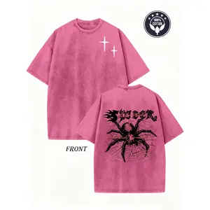 Retro Harajuku Street Style Spider Graphic, Men'S Classic Streetwear Essential T-Shirt with a Relaxed Fit, Hip-Hop Unisex Top Made from Washed, Short-Sleeved Crew Neck, Perfect for Summer Outdoor Wear