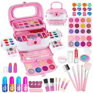 Girls' Makeup Set, Princess Cosmetic Box, Kids Beauty Play Kit, Kids Vanity, 3-12 Years Old Gift, Birthday Present, Random Color Blocks
