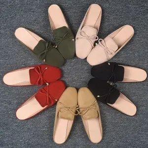 Soft Sole Lightweight Casual Shoes Women Bow Knot Mule Slides Flat Slip On Shoes Ballet Wedge Slip-On Loafers