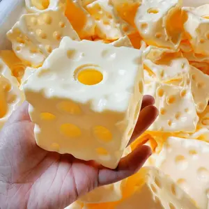 7cm Square Cheese Ball Slow Bounce Toy, Realistic Bread Texture, Tpr Shell, Perfect Gift for Birthday, Christmas, Halloween, Easter
